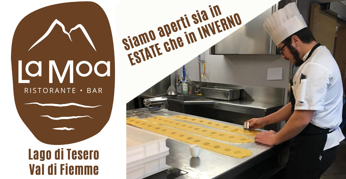 Ristorante La Moa a Tesero, piatti tipici, colazioni, bar, piatti veloci, panini, Mattia Brazzi - Aperto in Estate ed in Inverno - Wintergarten e Vasca idromassddaggio esterna